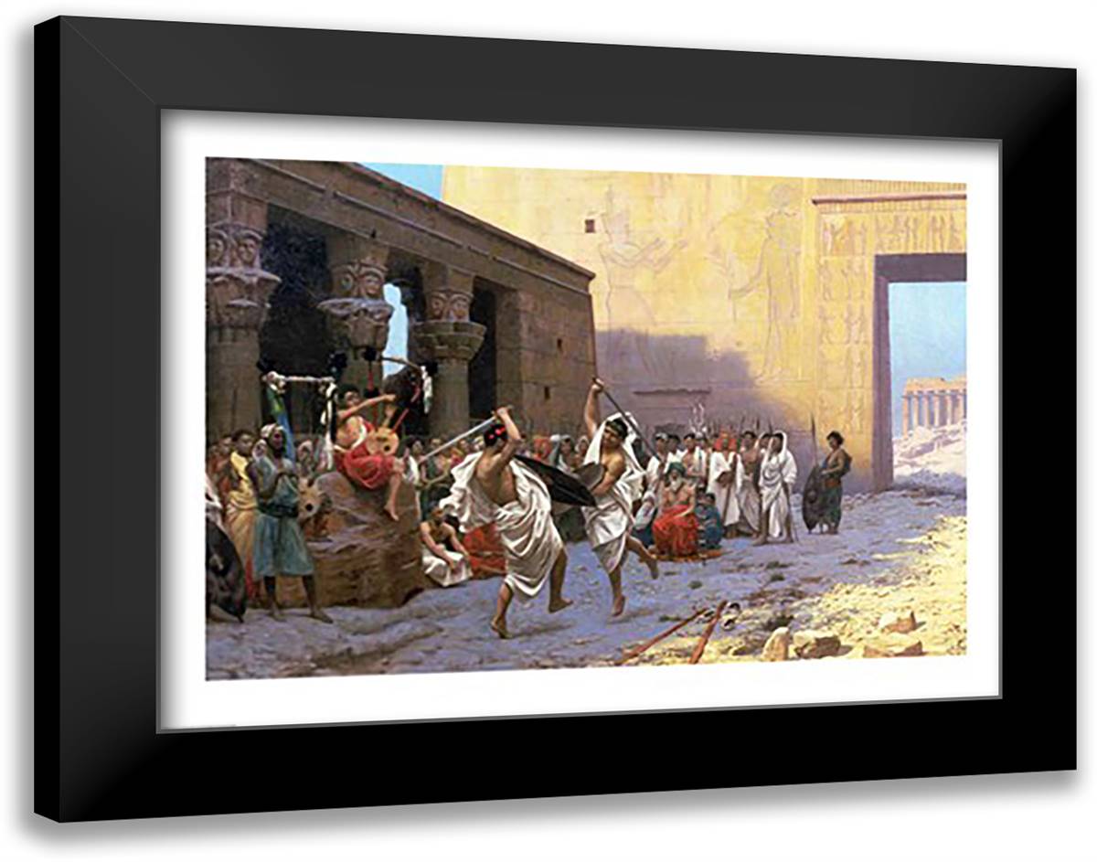 The Sword Dance 28x22 Black Modern Wood Framed Art Print Poster by Gerome, Jean Leon