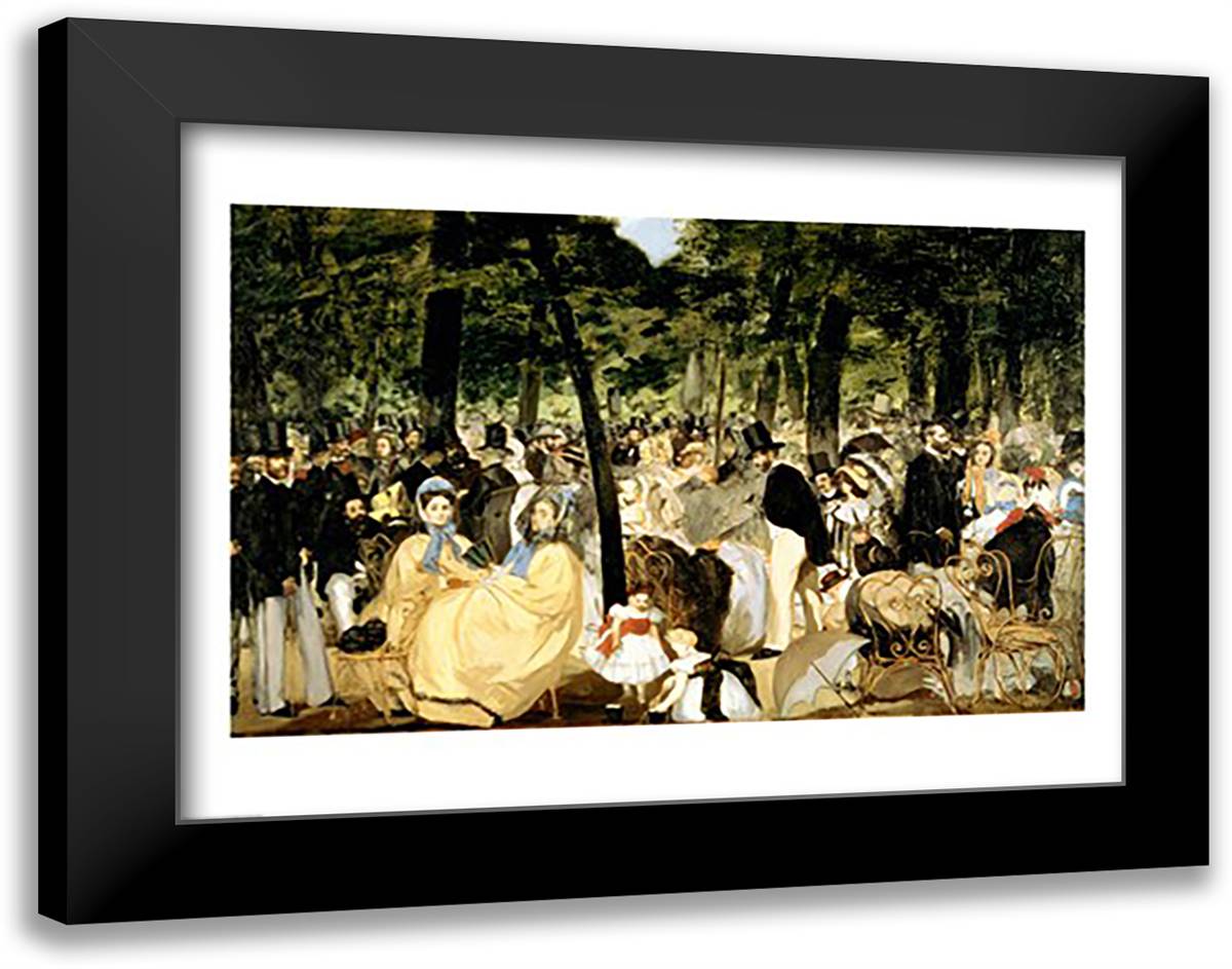 Music in the Tuileries Gardens, 1862 28x22 Black Modern Wood Framed Art Print Poster by Manet, Edouard
