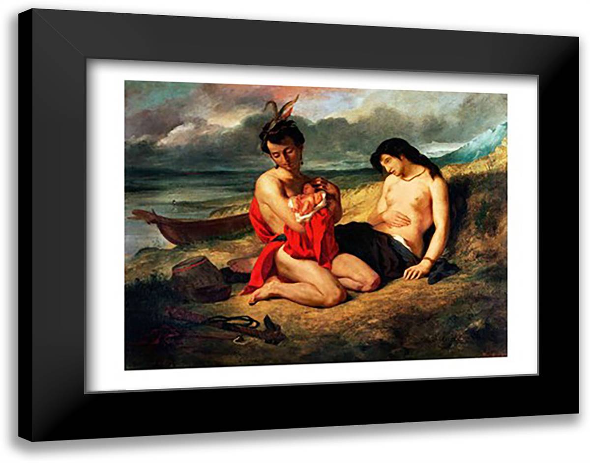 The Natchez 28x22 Black Modern Wood Framed Art Print Poster by Delacroix, Eugene