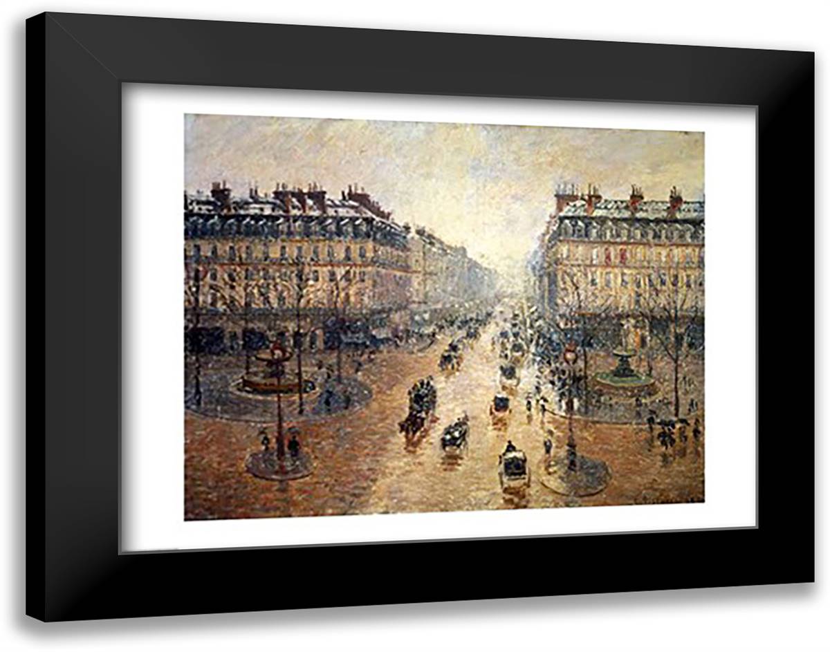 Avenue de L'Opera, Paris, 1898 28x22 Black Modern Wood Framed Art Print Poster by Pissarro, Camille