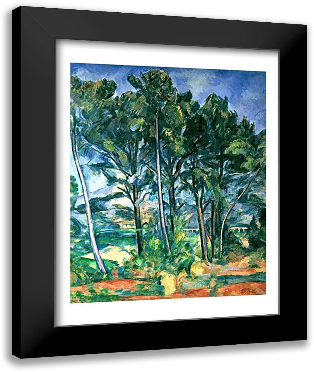 The Aqueduct (Montagne Sainte-Victoire seen through Trees) 22x28 Black Modern Wood Framed Art Print Poster by Cezanne, Paul