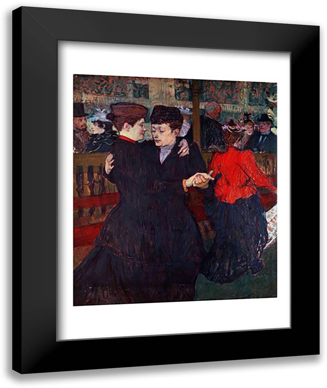 At the Moulin Rouge: The Two Waltzers, 1892 22x28 Black Modern Wood Framed Art Print Poster by Toulouse-Lautrec, Henri de
