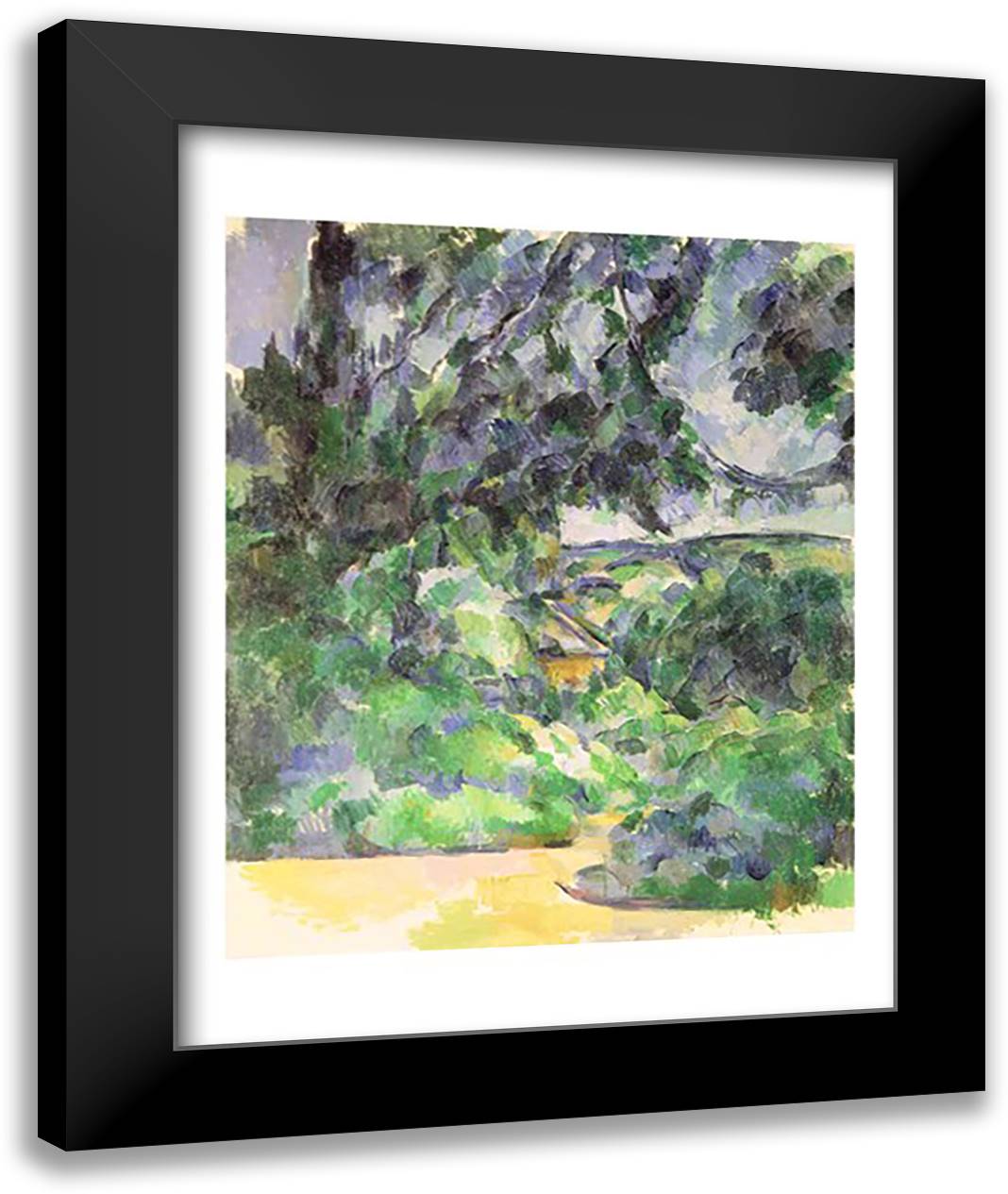 Blue Landscape 22x28 Black Modern Wood Framed Art Print Poster by Cezanne, Paul