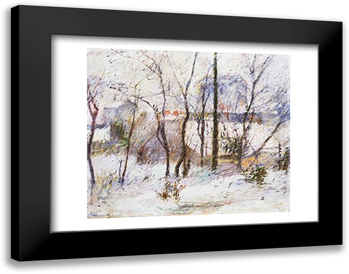 Garden under Snow, 1879 28x22 Black Modern Wood Framed Art Print Poster by Gauguin, Paul