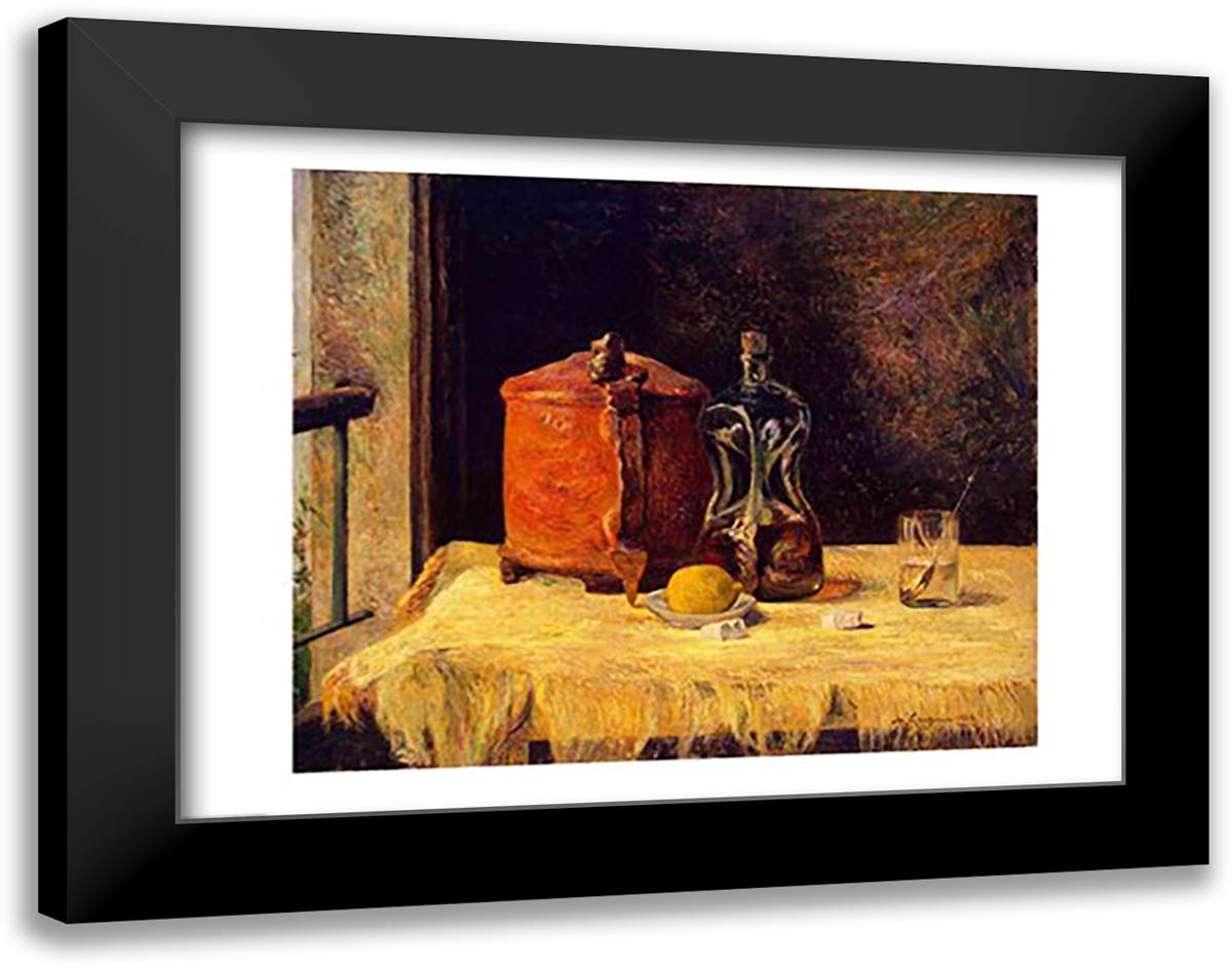 At the Window, 1882 28x22 Black Modern Wood Framed Art Print Poster by Gauguin, Paul