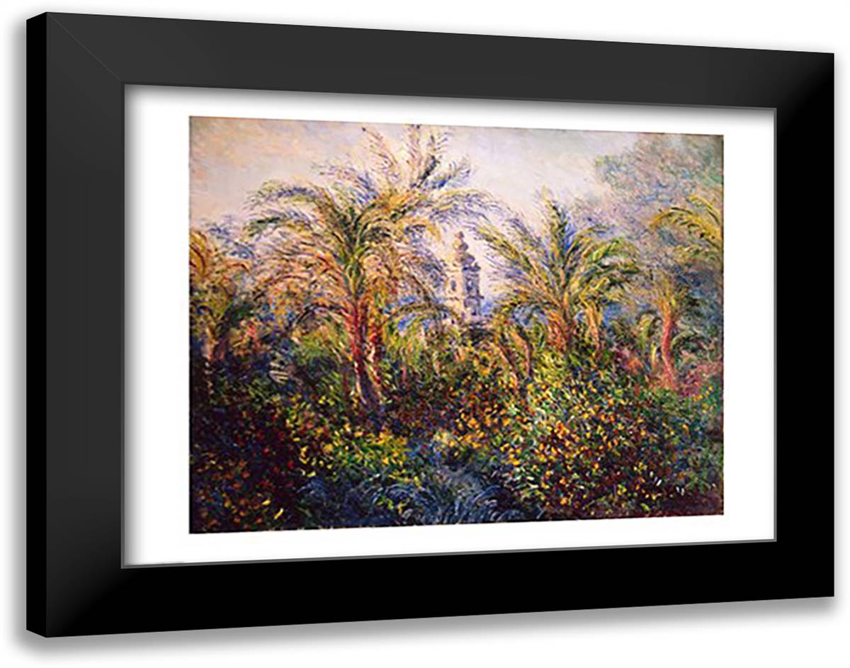 Garden in Bordighera, Impression of Morning, 1884 28x22 Black Modern Wood Framed Art Print Poster by Monet, Claude