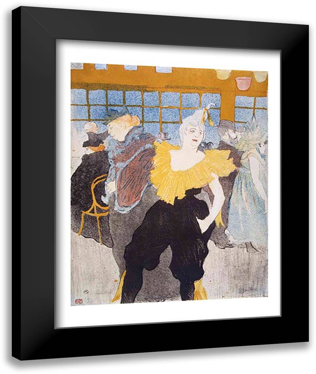 The Clownesse in the Moulin Rouge, 1897 22x28 Black Modern Wood Framed Art Print Poster by Toulouse-Lautrec, Henri de