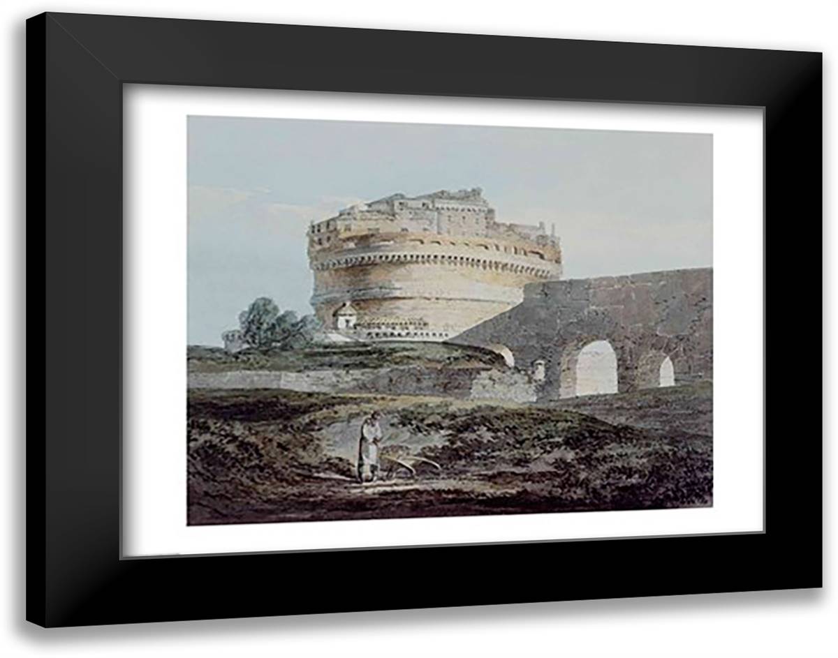 Castle of San Angelo, Rome 28x22 Black Modern Wood Framed Art Print Poster by Turner, J.M.W.