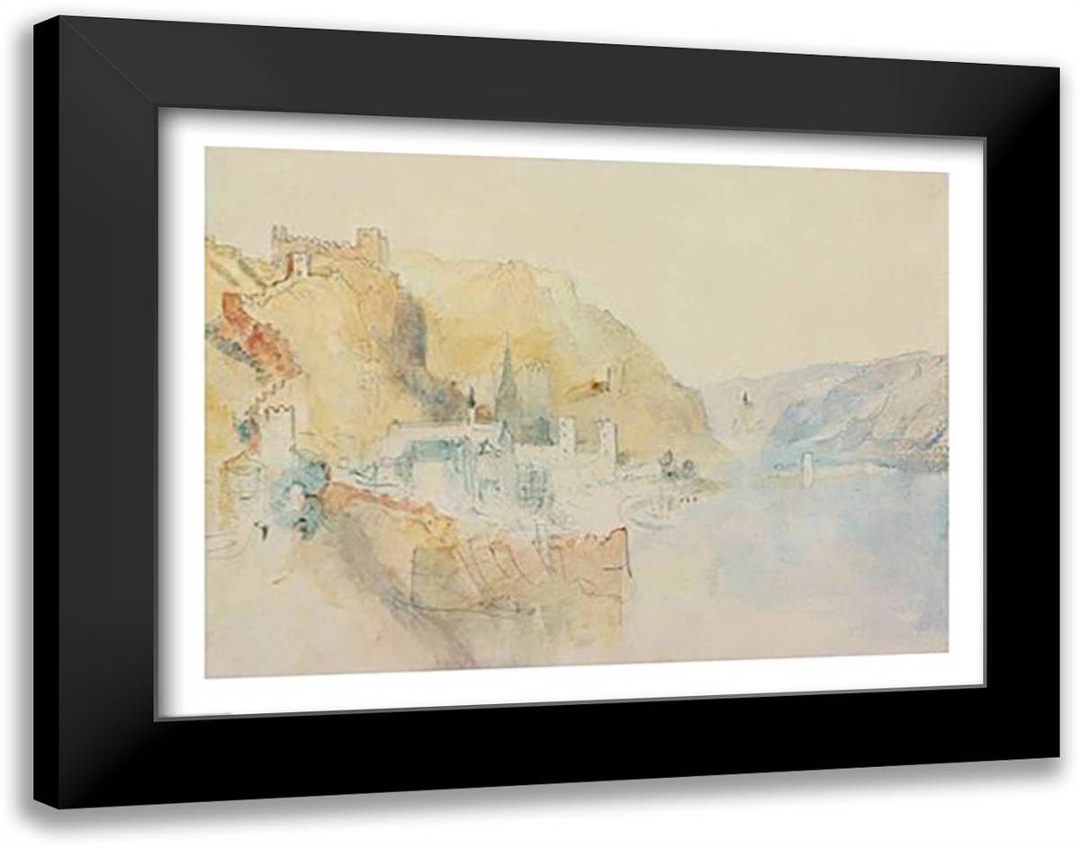 On The Rhine 28x22 Black Modern Wood Framed Art Print Poster by Turner, J.M.W.
