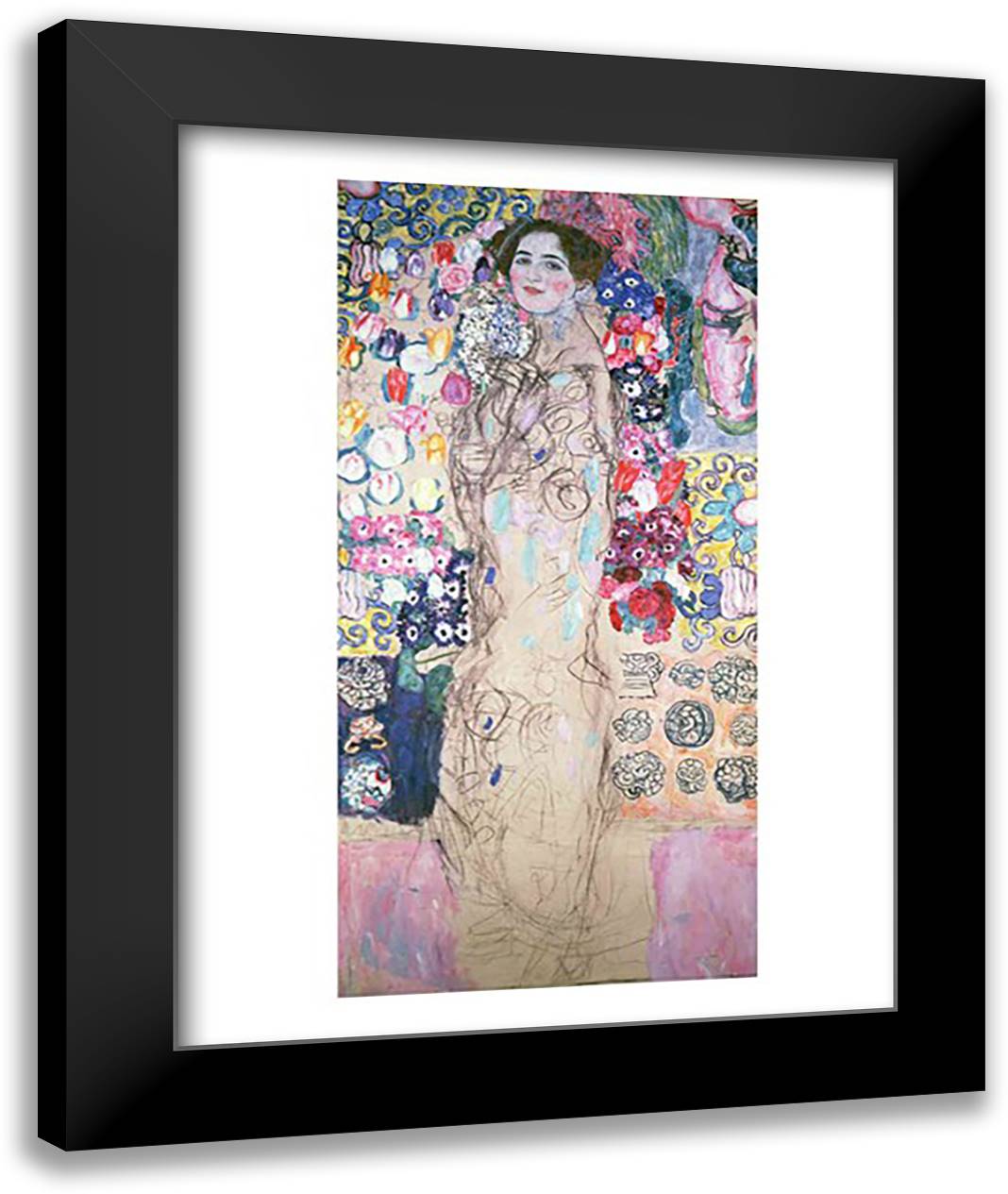 Portrait of Maria Munk 22x28 Black Modern Wood Framed Art Print Poster by Klimt, Gustav