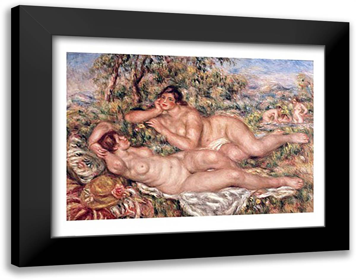 The Bathers 28x22 Black Modern Wood Framed Art Print Poster by Renoir, Pierre-Auguste
