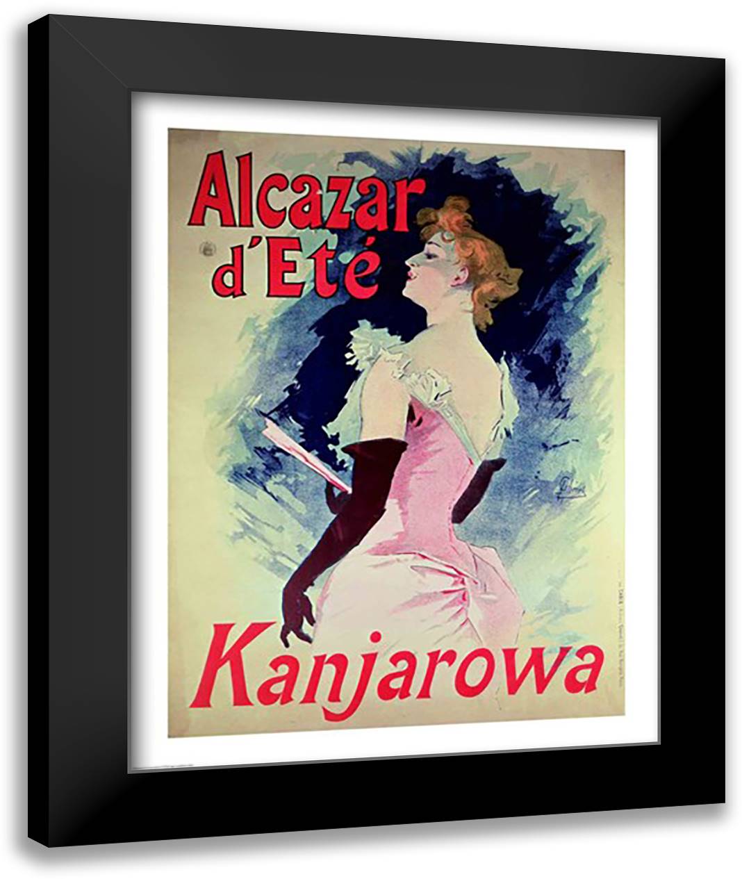 Poster advertising ""Alcazar d'Ete"" starring Kanjarowa 22x28 Black Modern Wood Framed Art Print Poster by Cheret, Jules