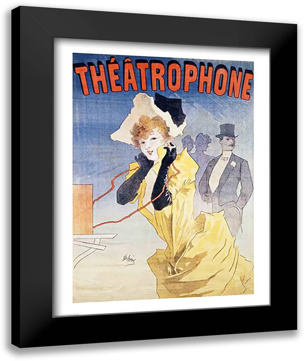 Poster Advertising the 'Theatrophone' 22x28 Black Modern Wood Framed Art Print Poster by Cheret, Jules