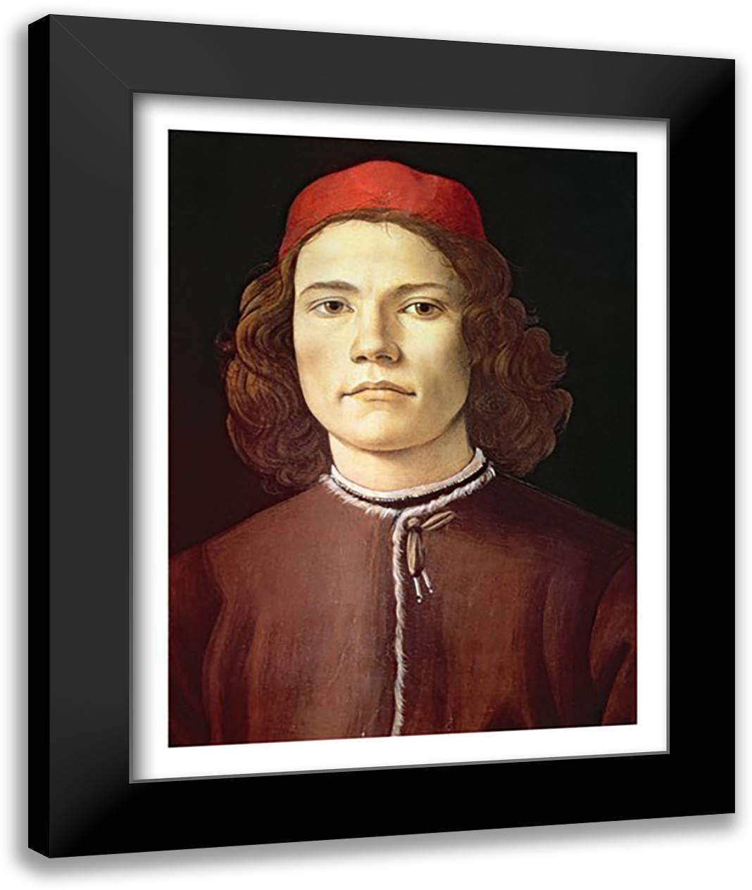 Portrait of a Young Man, c.1480-85 22x28 Black Modern Wood Framed Art Print Poster by Botticelli, Sandro