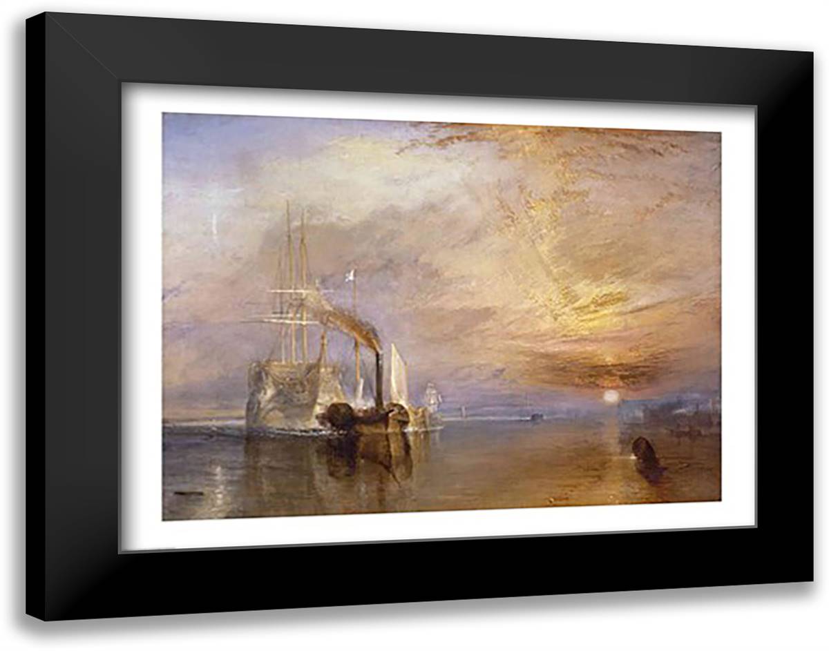 The ""Fighting Temeraire"" 28x22 Black Modern Wood Framed Art Print Poster by Turner, J.M.W.