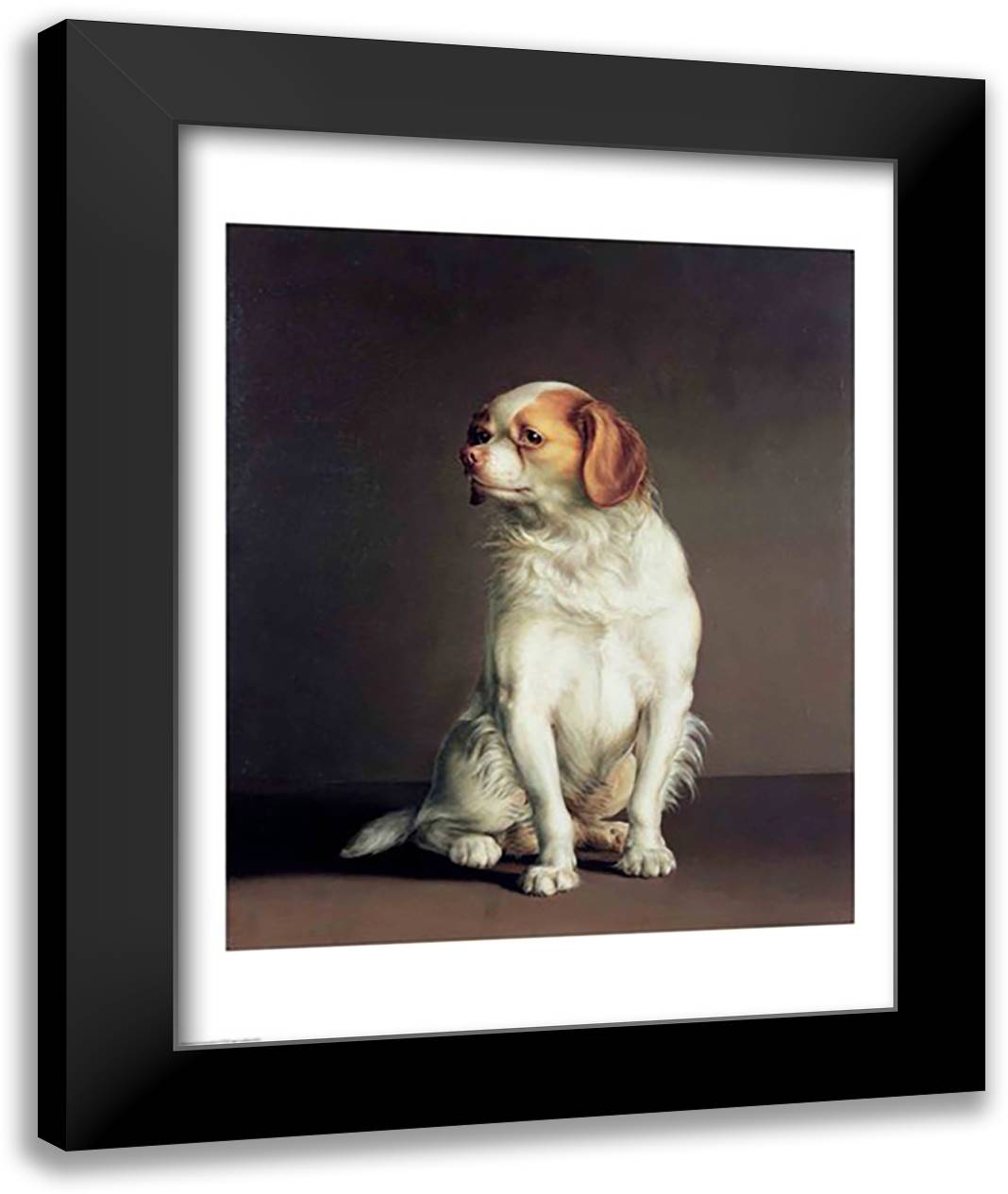 Portrait of a King Charles Spaniel 22x28 Black Modern Wood Framed Art Print Poster by Boilly, Louis-Leopold