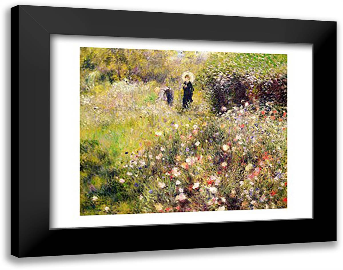 Summer Landscape 28x22 Black Modern Wood Framed Art Print Poster by Renoir, Pierre-Auguste