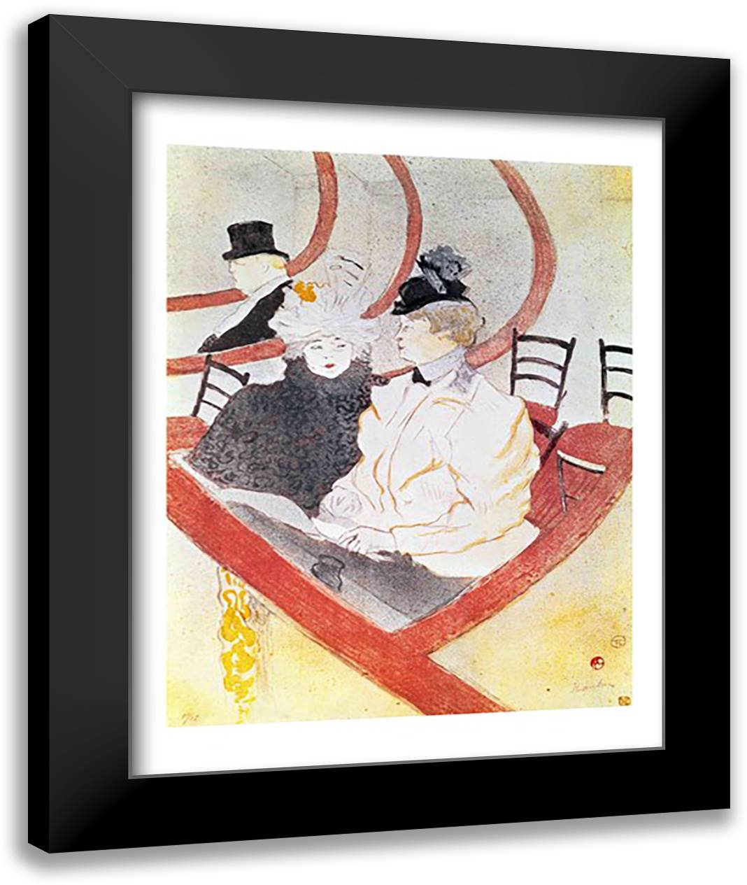 The Grande Loge, 1897 22x28 Black Modern Wood Framed Art Print Poster by Toulouse-Lautrec, Henri de