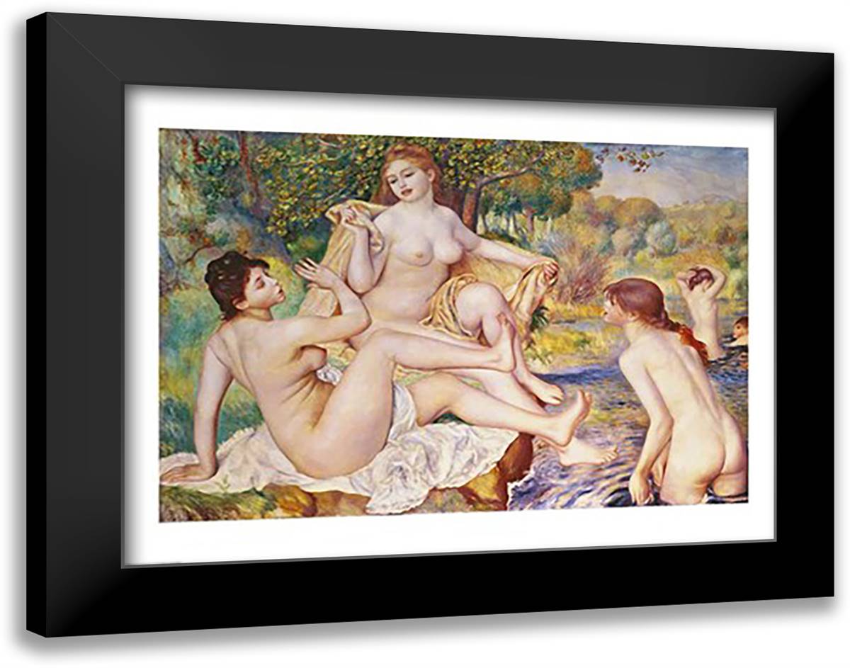 The Bathers, 1887 28x22 Black Modern Wood Framed Art Print Poster by Renoir, Pierre-Auguste