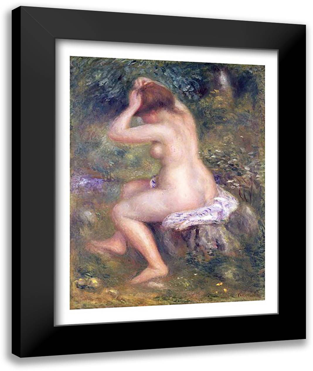 A Bather 22x28 Black Modern Wood Framed Art Print Poster by Renoir, Pierre-Auguste