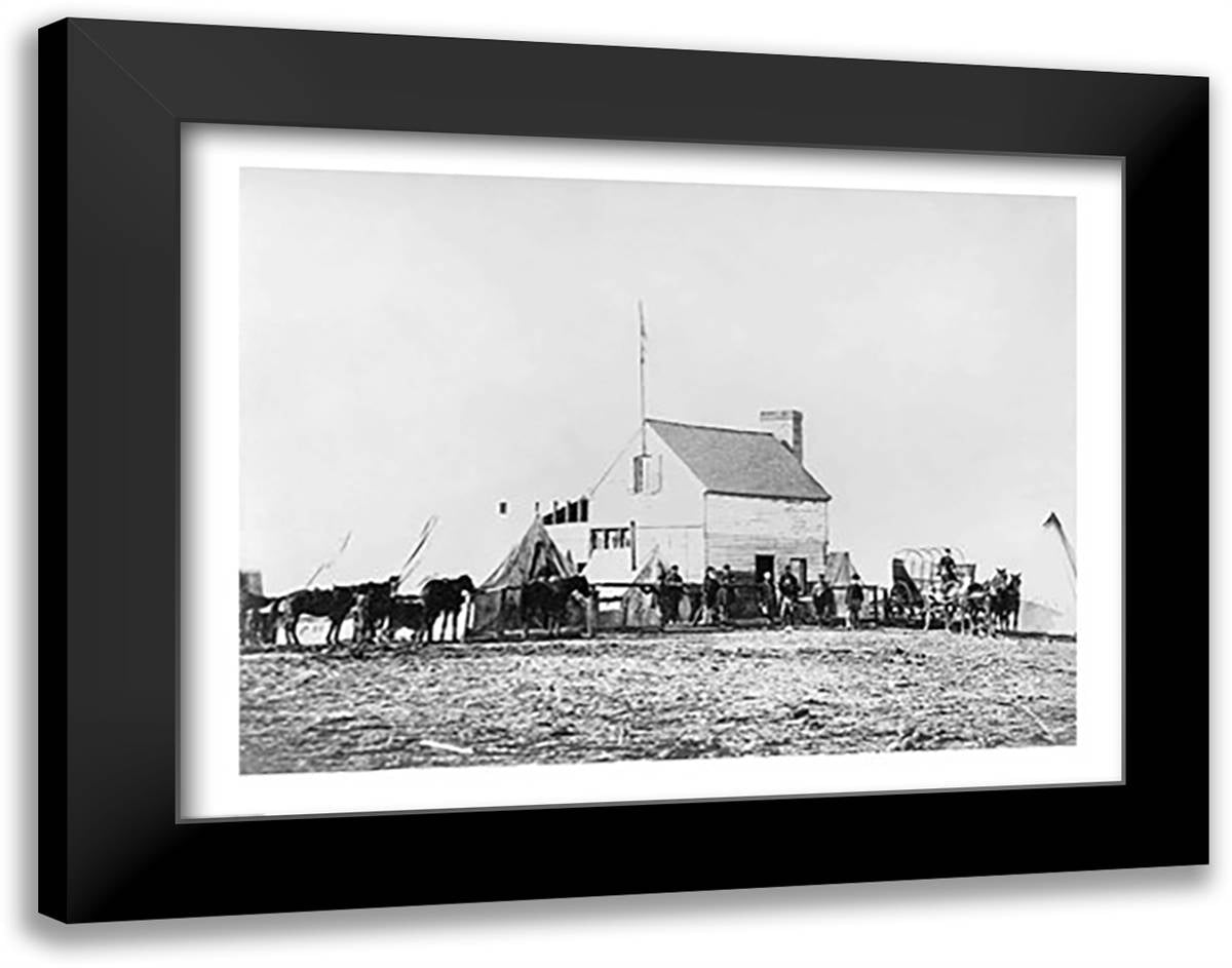 Headquarters of Sanitary Commission, Brandy Station, Virginia, 1863 28x22 Black Modern Wood Framed Art Print Poster