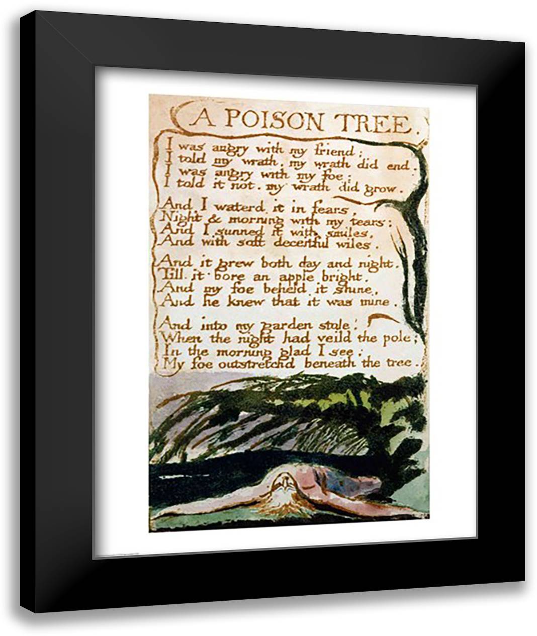 A Poison Tree, from Songs of Experience 22x28 Black Modern Wood Framed Art Print Poster by Blake, William