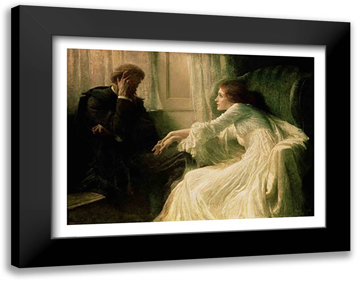 The Confession 28x22 Black Modern Wood Framed Art Print Poster by Dicksee, Sir Frank