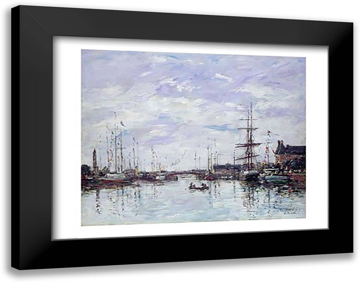 Deauville, the Dock, 1892 28x22 Black Modern Wood Framed Art Print Poster by Boudin, Eugene Louis