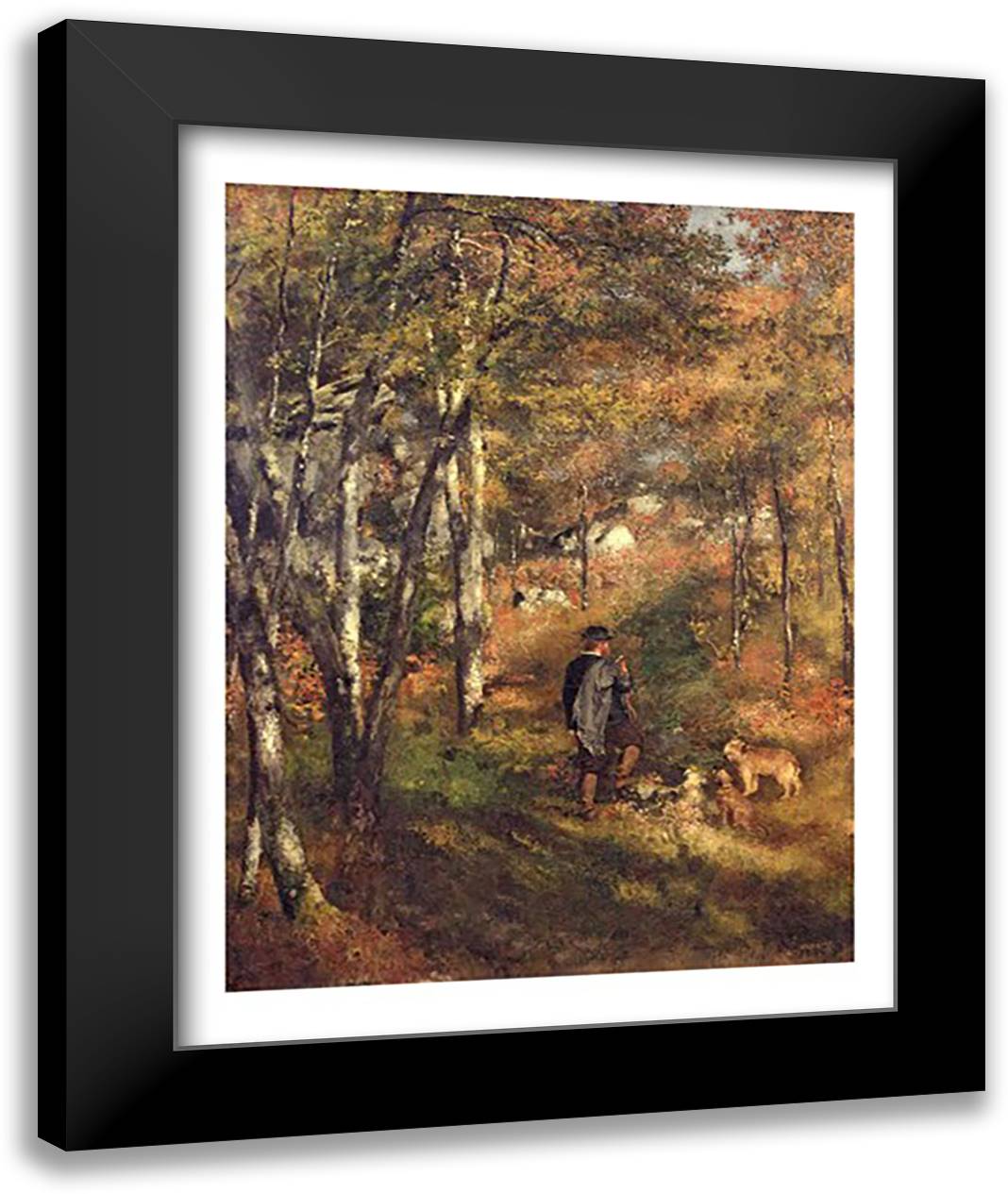 Jules Le Coeur in the Forest of Fontainebleau, 1866 22x28 Black Modern Wood Framed Art Print Poster by Renoir, Pierre-Auguste