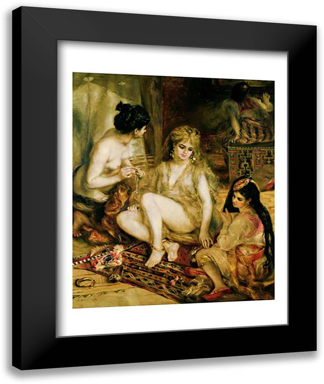 Parisian women dressed as Algerians, 1872 22x28 Black Modern Wood Framed Art Print Poster by Renoir, Pierre-Auguste
