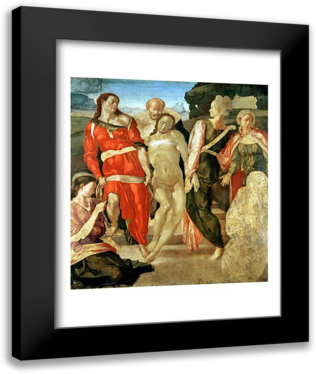 The Entombment 22x28 Black Modern Wood Framed Art Print Poster by Michelangelo