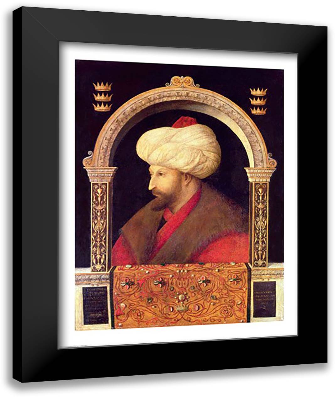 The Sultan Mehmet II 22x28 Black Modern Wood Framed Art Print Poster by Bellini, Giovanni