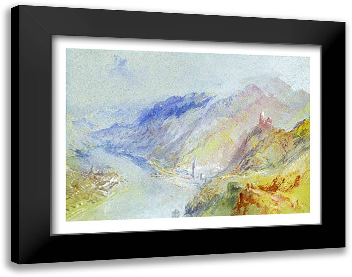The Castle of Trausnitz overlooking Landshut, c.1839 28x22 Black Modern Wood Framed Art Print Poster by Turner, J.M.W.