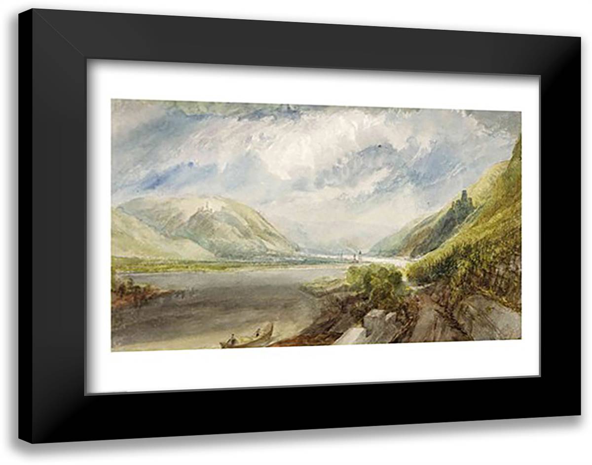 Junction of the Lahn, 1817 28x22 Black Modern Wood Framed Art Print Poster by Turner, J.M.W.