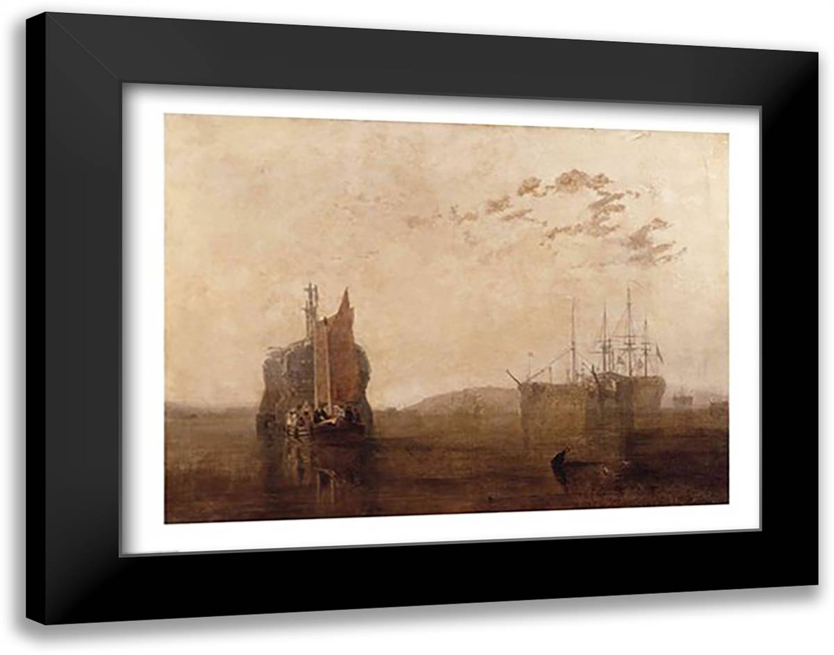 Hulks on the Tamar 28x22 Black Modern Wood Framed Art Print Poster by Turner, J.M.W.
