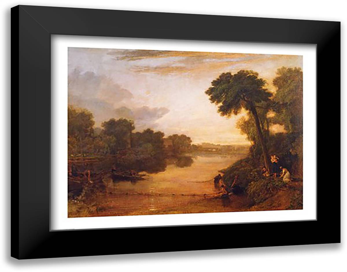 The Thames near Windsor, c.1807 28x22 Black Modern Wood Framed Art Print Poster by Turner, J.M.W.