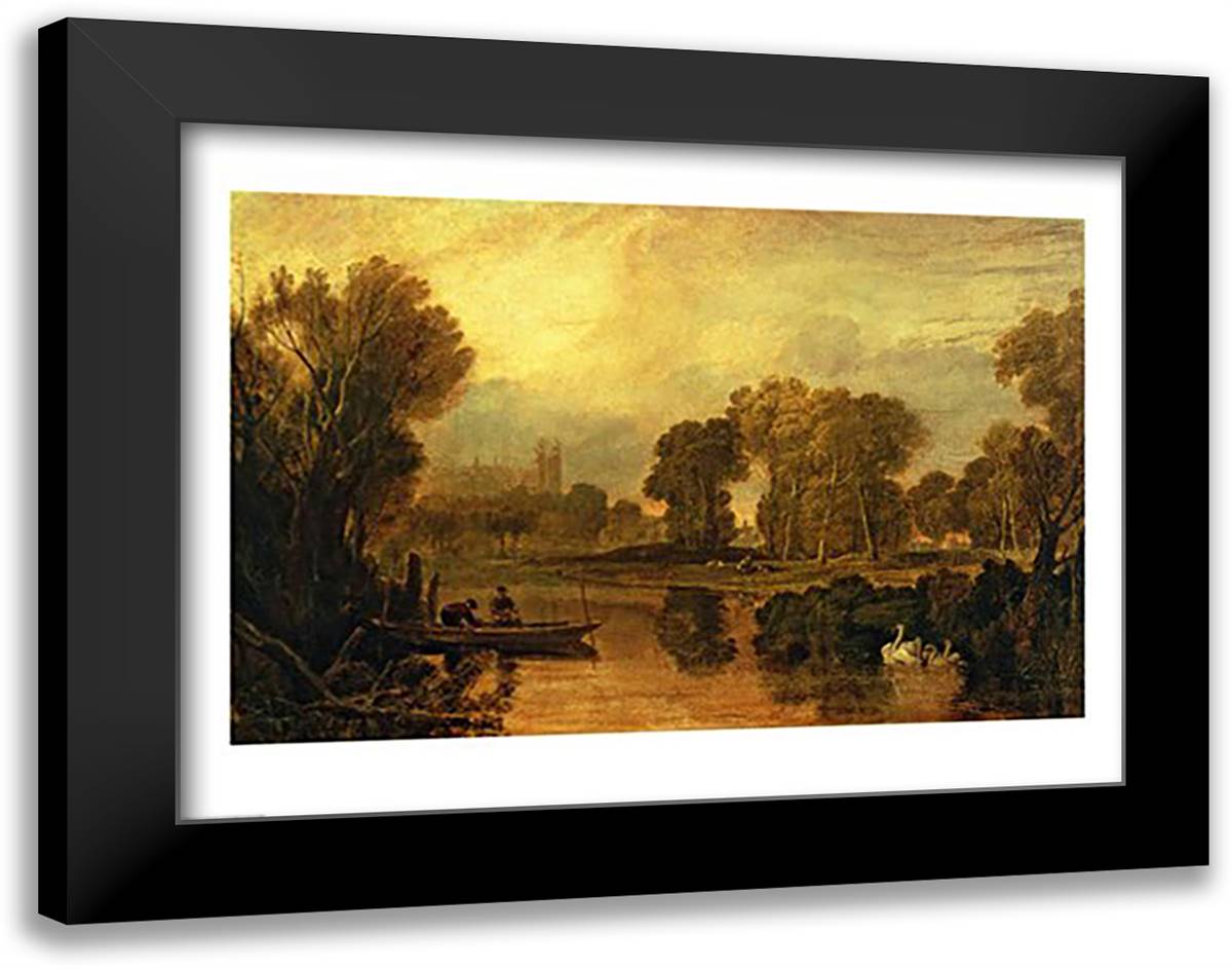 Eton College from the River 28x22 Black Modern Wood Framed Art Print Poster by Turner, J.M.W.