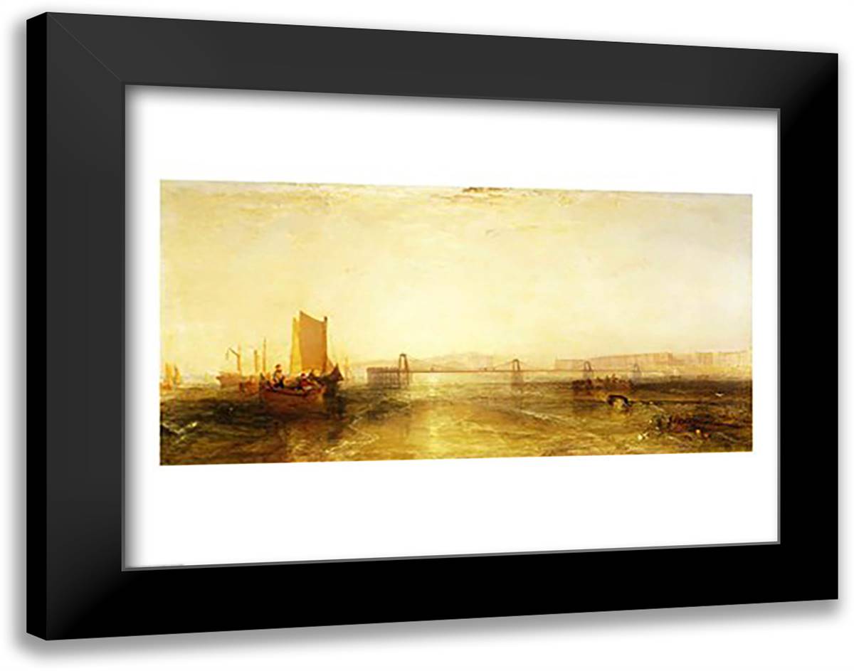 Brighton from the Sea, c.1829 28x22 Black Modern Wood Framed Art Print Poster by Turner, J.M.W.