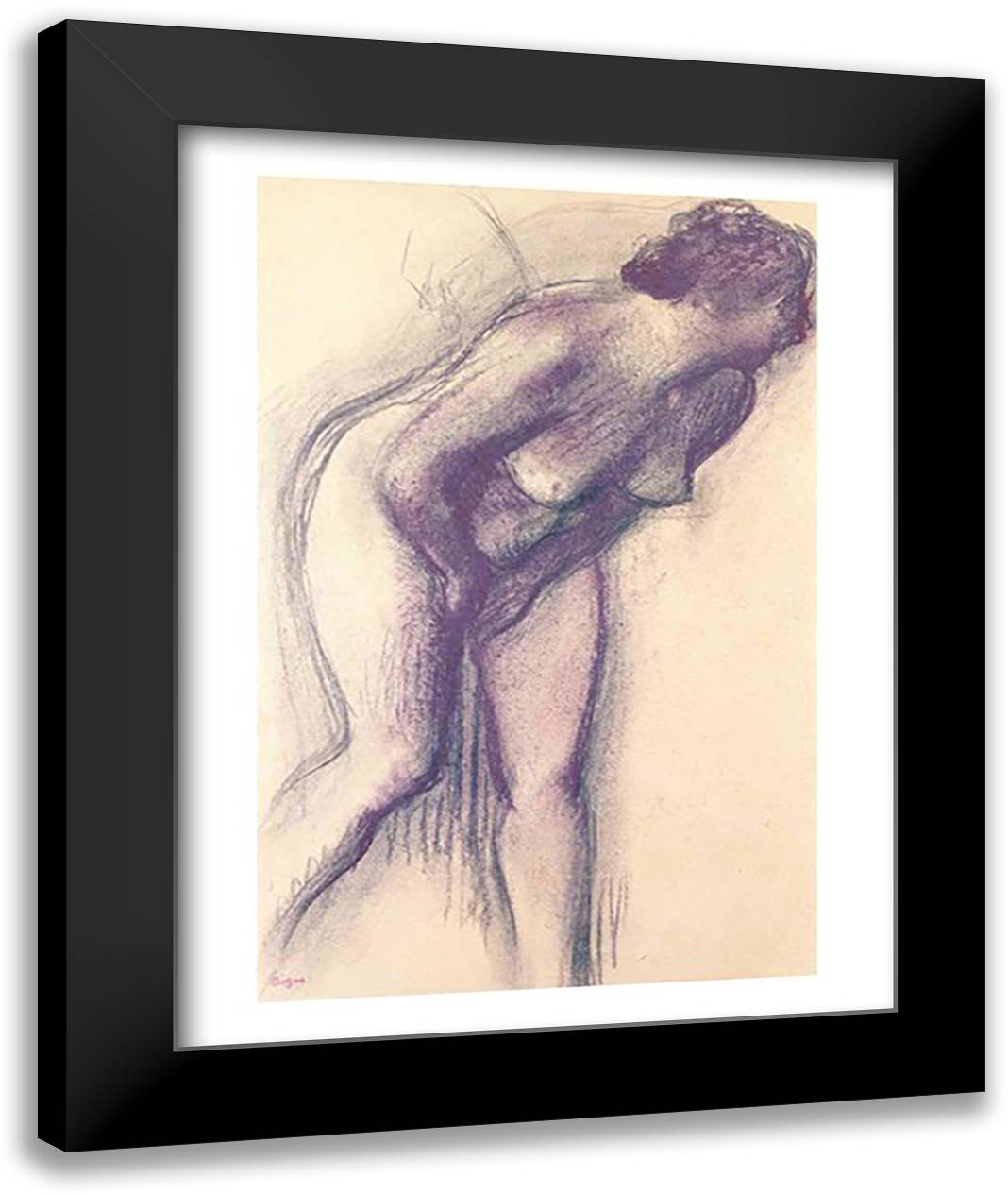 Female Standing Nude 22x28 Black Modern Wood Framed Art Print Poster by Degas, Edgar
