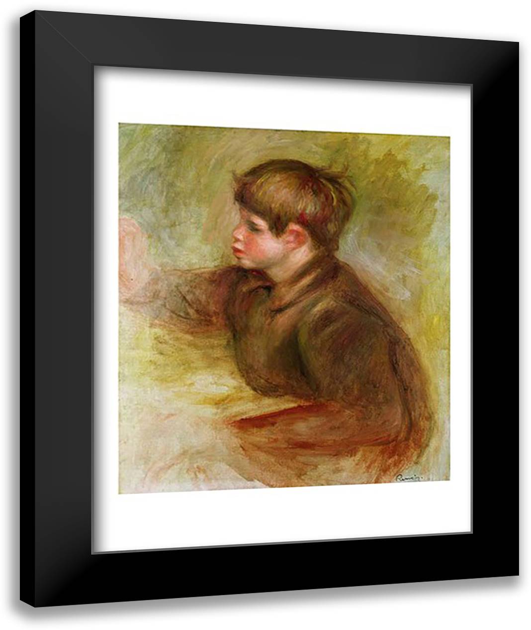 Portrait of Coco painting, c.1910-12 22x28 Black Modern Wood Framed Art Print Poster by Renoir, Pierre-Auguste