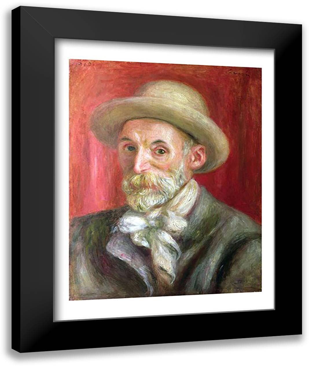 Self portrait, 1910 22x28 Black Modern Wood Framed Art Print Poster by Renoir, Pierre-Auguste