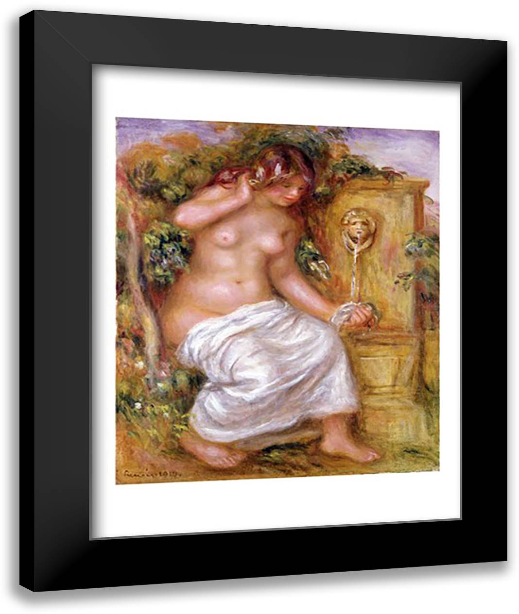 The Bather at the Fountain, 1914 22x28 Black Modern Wood Framed Art Print Poster by Renoir, Pierre-Auguste