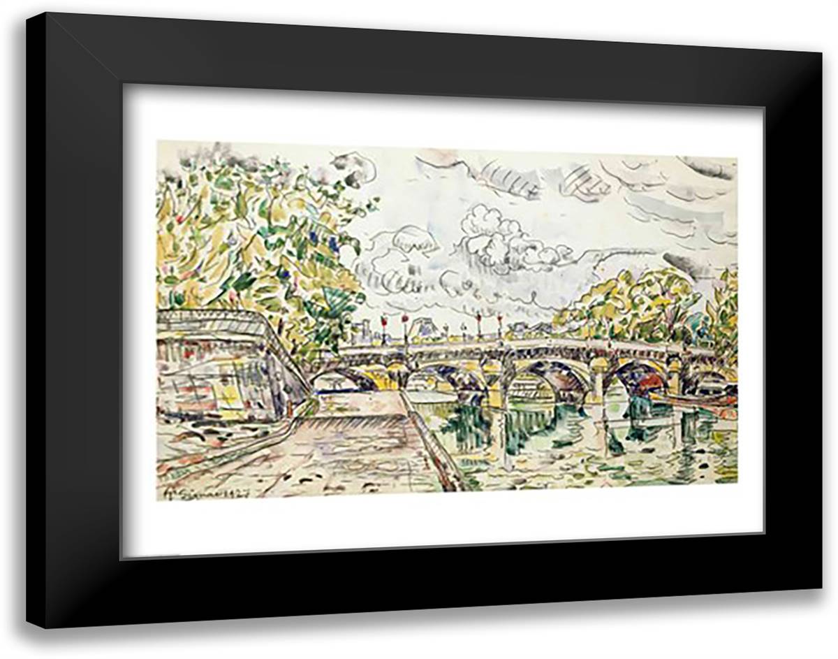 The Pont Neuf, Paris, 1927 28x22 Black Modern Wood Framed Art Print Poster by Signac, Paul