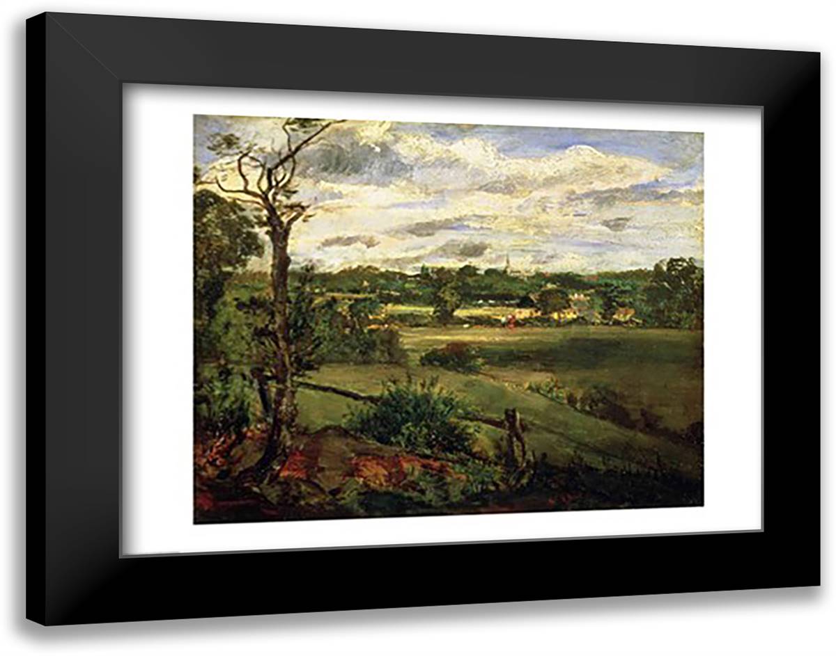 View of Highgate from Hampstead Heath, c.1834 28x22 Black Modern Wood Framed Art Print Poster by Constable, John