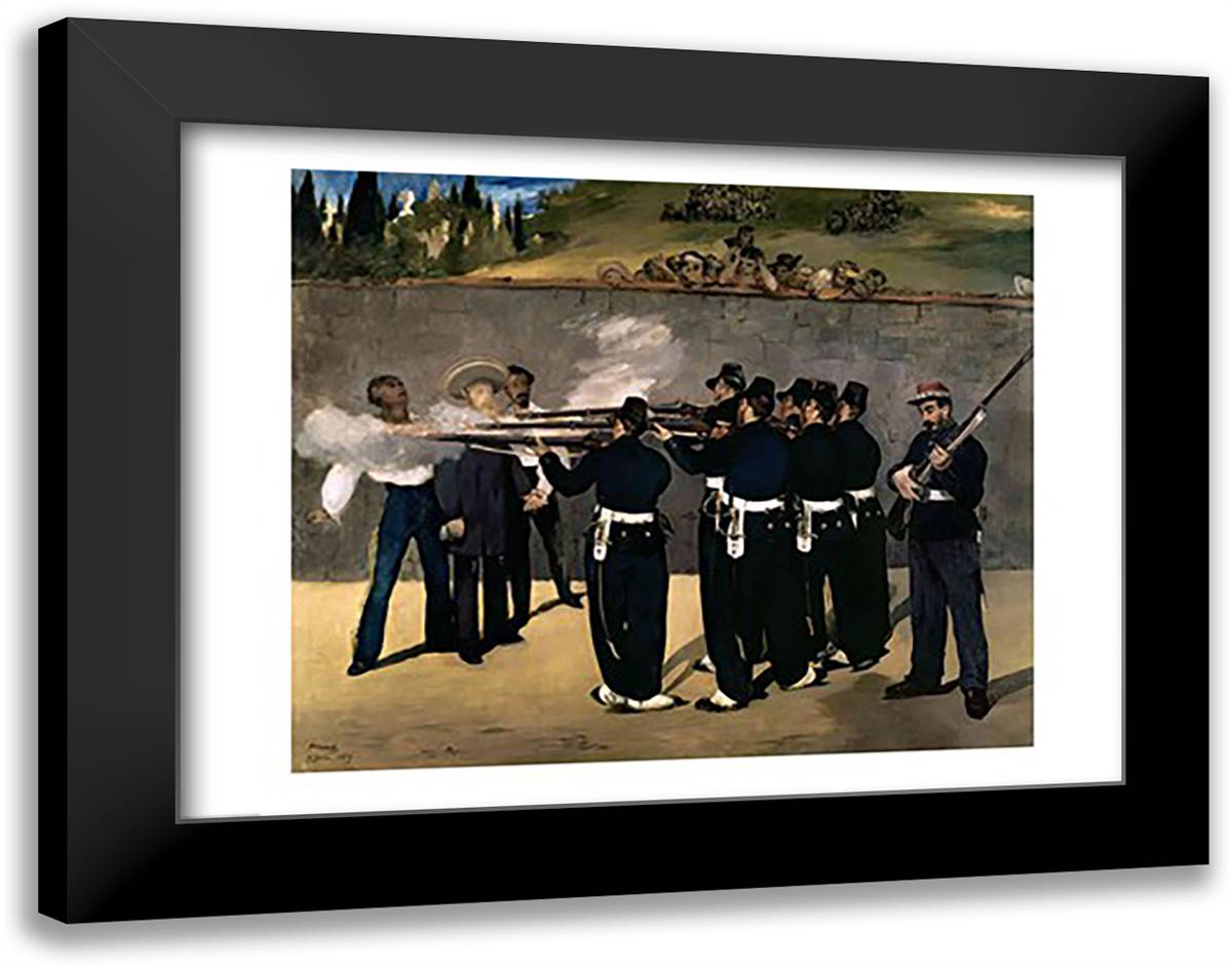 The Execution of the Emperor Maximilian 28x22 Black Modern Wood Framed Art Print Poster by Manet, Edouard