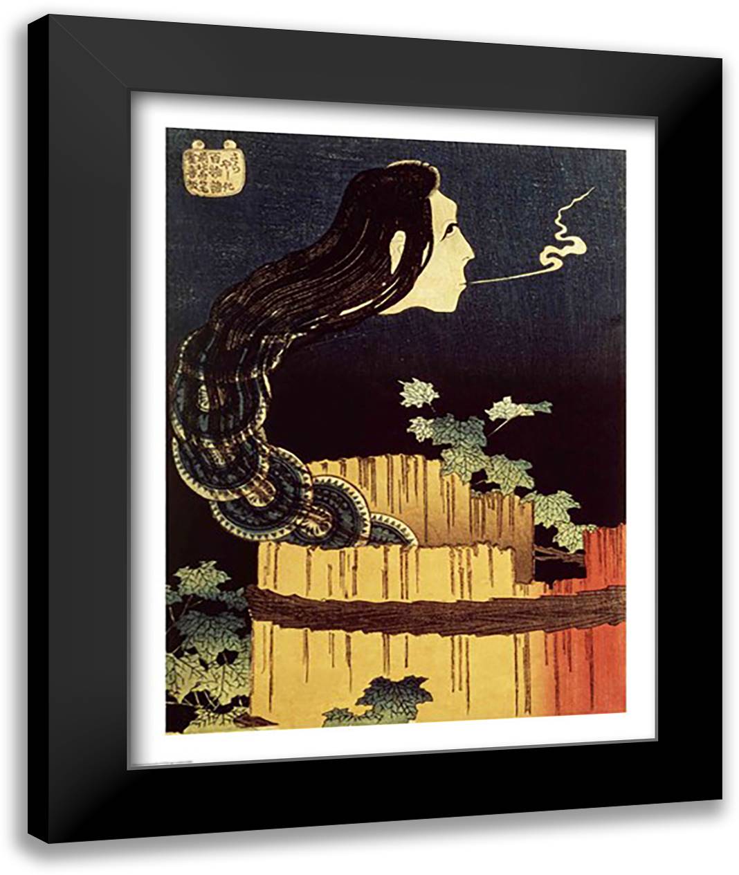 Japanese Ghost 22x28 Black Modern Wood Framed Art Print Poster by Hokusai, Katsushika
