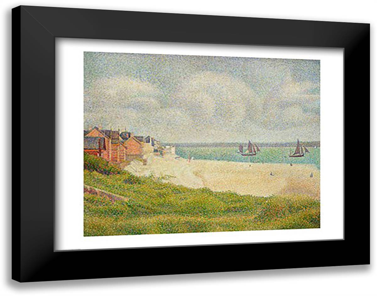 Le Crotoy looking Upstream, 1889 28x22 Black Modern Wood Framed Art Print Poster by Seurat, Georges