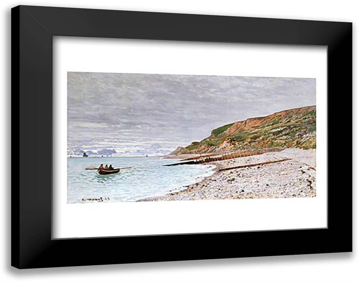 La Pointe de la Heve, 1864 28x22 Black Modern Wood Framed Art Print Poster by Monet, Claude