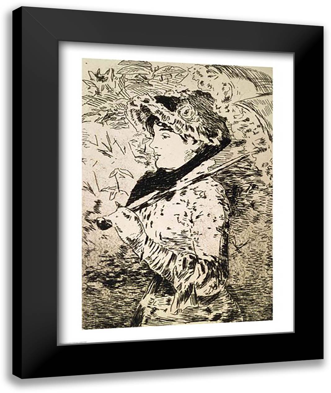Spring 22x28 Black Modern Wood Framed Art Print Poster by Manet, Edouard