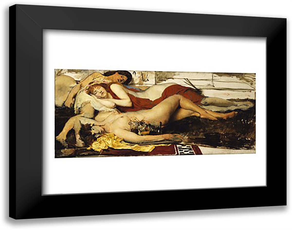 Exhausted Maenides, c.1873-74 28x22 Black Modern Wood Framed Art Print Poster by Alma-Tadema, Sir Lawrence